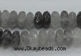 CCQ75 15.5 inches 6*12mm faceted rondelle cloudy quartz beads wholesale