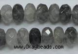 CCQ76 15.5 inches 8*14mm faceted rondelle cloudy quartz beads wholesale