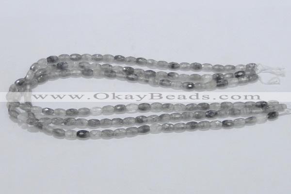 CCQ89 15.5 inches 5*8mm faceted rice cloudy quartz beads wholesale