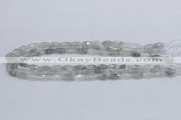 CCQ91 15.5 inches 6*12mm faceted rice cloudy quartz beads wholesale