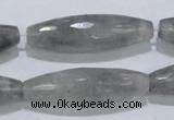 CCQ96 15.5 inches 12*40mm faceted rice cloudy quartz beads wholesale