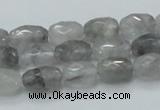 CCQ97 15.5 inches 8*12mm faceted egg-shaped cloudy quartz beads