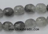 CCQ98 15.5 inches 10*12mm faceted egg-shaped cloudy quartz beads