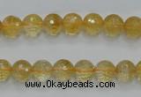 CCR04 15.5 inches 8mm faceted round natural citrine gemstone beads