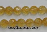 CCR05 15.5 inches 10mm faceted round natural citrine gemstone beads