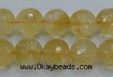 CCR06 15.5 inches 14mm faceted round natural citrine gemstone beads