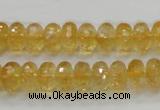 CCR09 15.5 inches 6*10mm faceted rondelle natural citrine gemstone beads