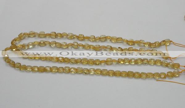 CCR12 15.5 inches 7*7mm faceted square natural citrine gemstone beads