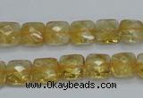 CCR15 15.5 inches 10*10mm faceted square natural citrine gemstone beads