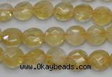 CCR18 15.5 inches 10mm faceted flat round natural citrine gemstone beads