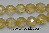 CCR19 15.5 inches 12mm faceted flat round natural citrine gemstone beads