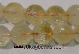 CCR205 15.5 inches 14mm faceted round natural citrine gemstone beads