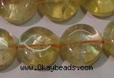 CCR233 15.5 inches 14mm flat round natural citrine gemstone beads