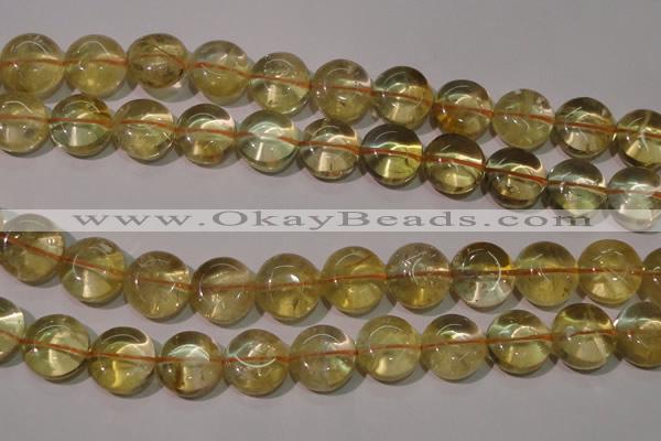 CCR233 15.5 inches 14mm flat round natural citrine gemstone beads