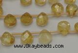 CCR31 15.5 inches 8*10mm faceted briolette natural citrine beads