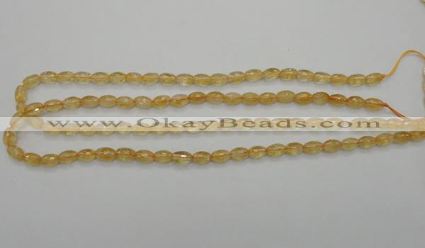 CCR32 15.5 inches 6*8mm faceted rice natural citrine gemstone beads