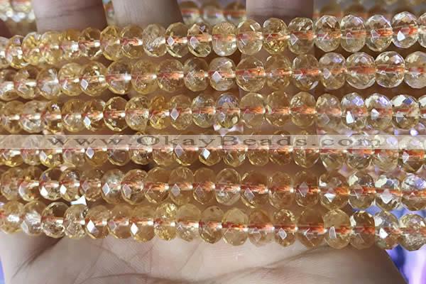 CCR335 15.5 inches 5*7mm faceted rondelle natural citrine beads