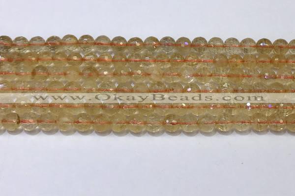 CCR340 15.5 inches 6mmm faceted round citrine beads wholesale