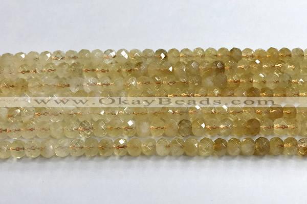 CCR397 15 inches 4*6mm faceted rondelle citrine beads