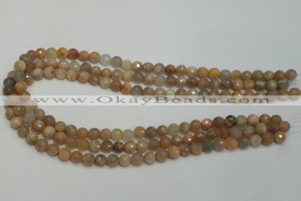 CCS311 15.5 inches 8mm faceted round natural sunstone beads