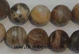 CCS314 15.5 inches 14mm faceted round natural sunstone beads