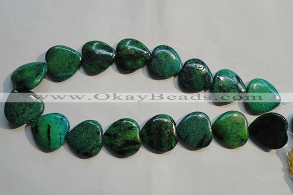 CCS655 15.5 inches 25*25mm heart dyed chrysocolla gemstone beads