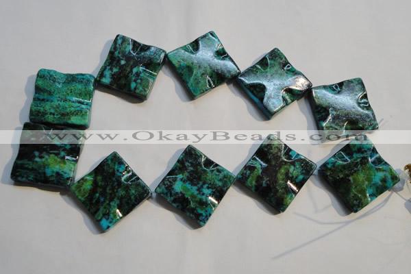 CCS688 15.5 inches 30*30mm wavy diamond dyed chrysocolla beads