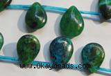 CCS712 Top-drilled 12*17mm flat teardrop dyed chrysocolla gemstone beads