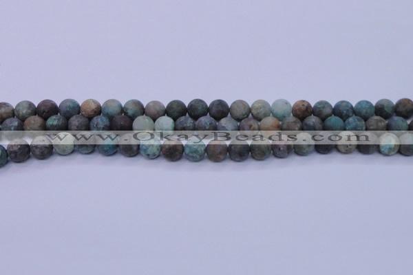 CCS762 15.5 inches 8mm round matte natural chrysocolla beads