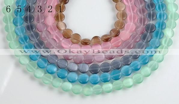 CCT04 10mm different color coin shape cats eye beads Wholesale