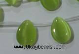 CCT1023 Top-drilled 13*18mm flat teardrop cats eye beads wholesale