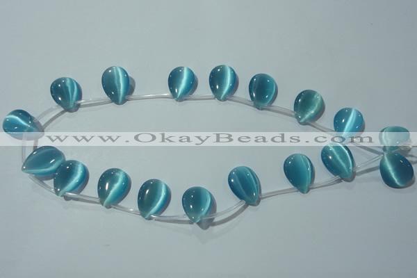 CCT1024 Top-drilled 13*18mm flat teardrop cats eye beads wholesale