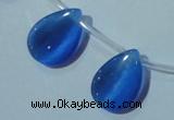 CCT1025 Top-drilled 13*18mm flat teardrop cats eye beads wholesale