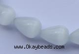 CCT16 14 inches 10*14mm teardrop white cats eye beads wholesale