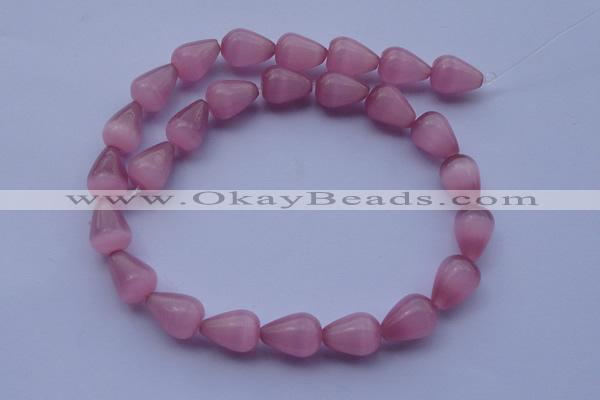 CCT17 14 inches 10*14mm teardrop pink cats eye beads wholesale