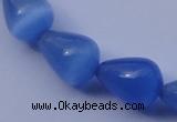 CCT21 14 inches 10*14mm teardrop ink blue cats eye beads wholesale