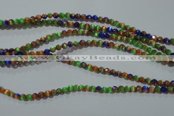 CCT317 15 inches 4mm faceted round cats eye beads wholesale