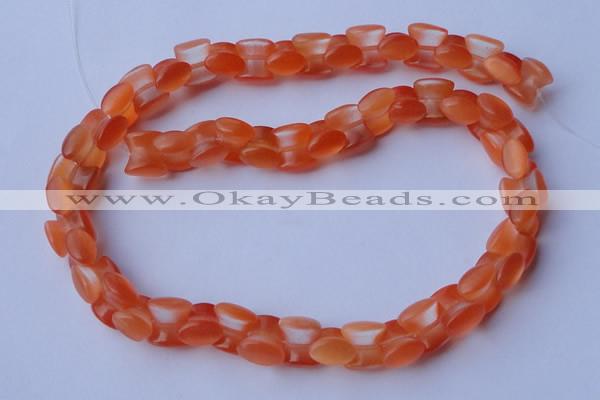 CCT39 14.5 inches 6*10mm drum-shaped orange red cats eye beads