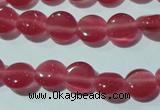 CCT453 15 inches 6mm flat round cats eye beads wholesale