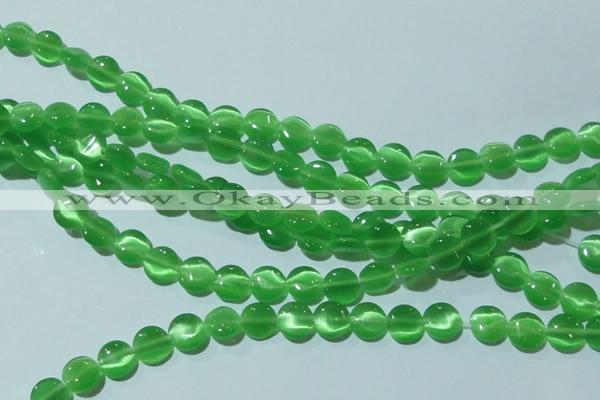 CCT462 15 inches 6mm flat round cats eye beads wholesale