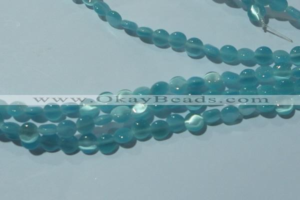 CCT463 15 inches 6mm flat round cats eye beads wholesale