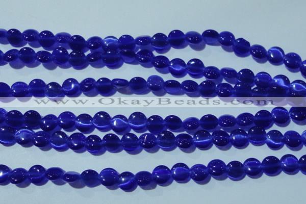 CCT466 15 inches 6mm flat round cats eye beads wholesale