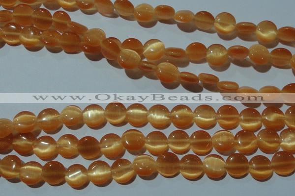 CCT485 15 inches 8mm flat round cats eye beads wholesale