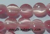 CCT486 15 inches 8mm flat round cats eye beads wholesale