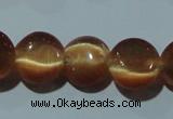 CCT488 15 inches 8mm flat round cats eye beads wholesale