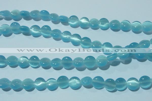 CCT492 15 inches 8mm flat round cats eye beads wholesale