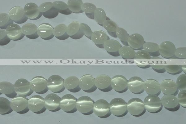 CCT510 15 inches 10mm flat round cats eye beads wholesale