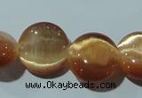 CCT517 15 inches 10mm flat round cats eye beads wholesale