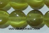 CCT519 15 inches 10mm flat round cats eye beads wholesale