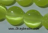 CCT520 15 inches 10mm flat round cats eye beads wholesale